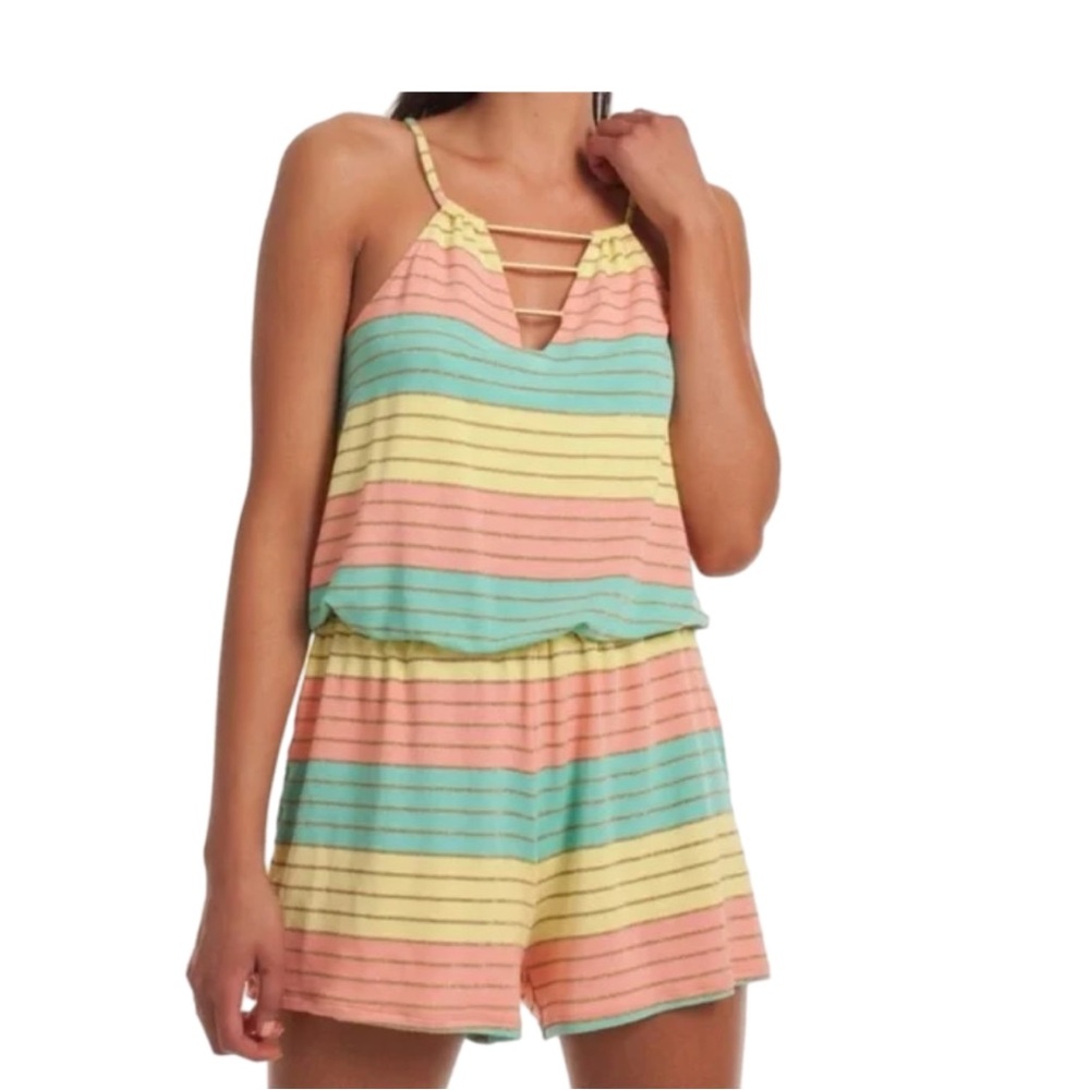NWT Trina Turk Swim Spa Romper Striped Cover Up Resort Sherbet Stripe Size S